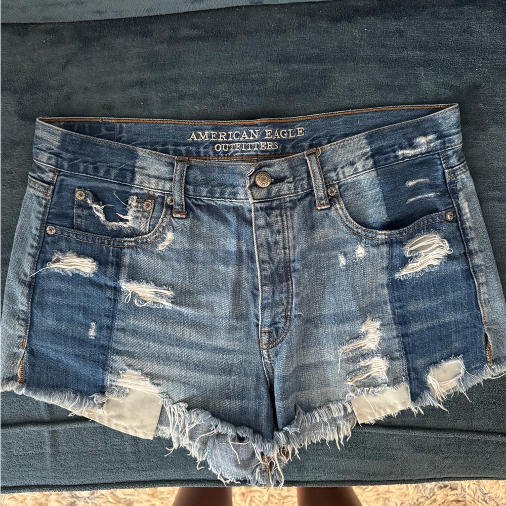 American Eagle Outfitters Blue Distressed Shorts